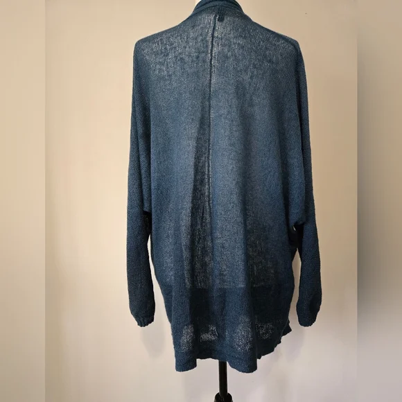 LAFAYETTE 148 Alpaca/ Wool Lightweight Open Front Teal Cardigan. Size 1X - Picture 6 of 11